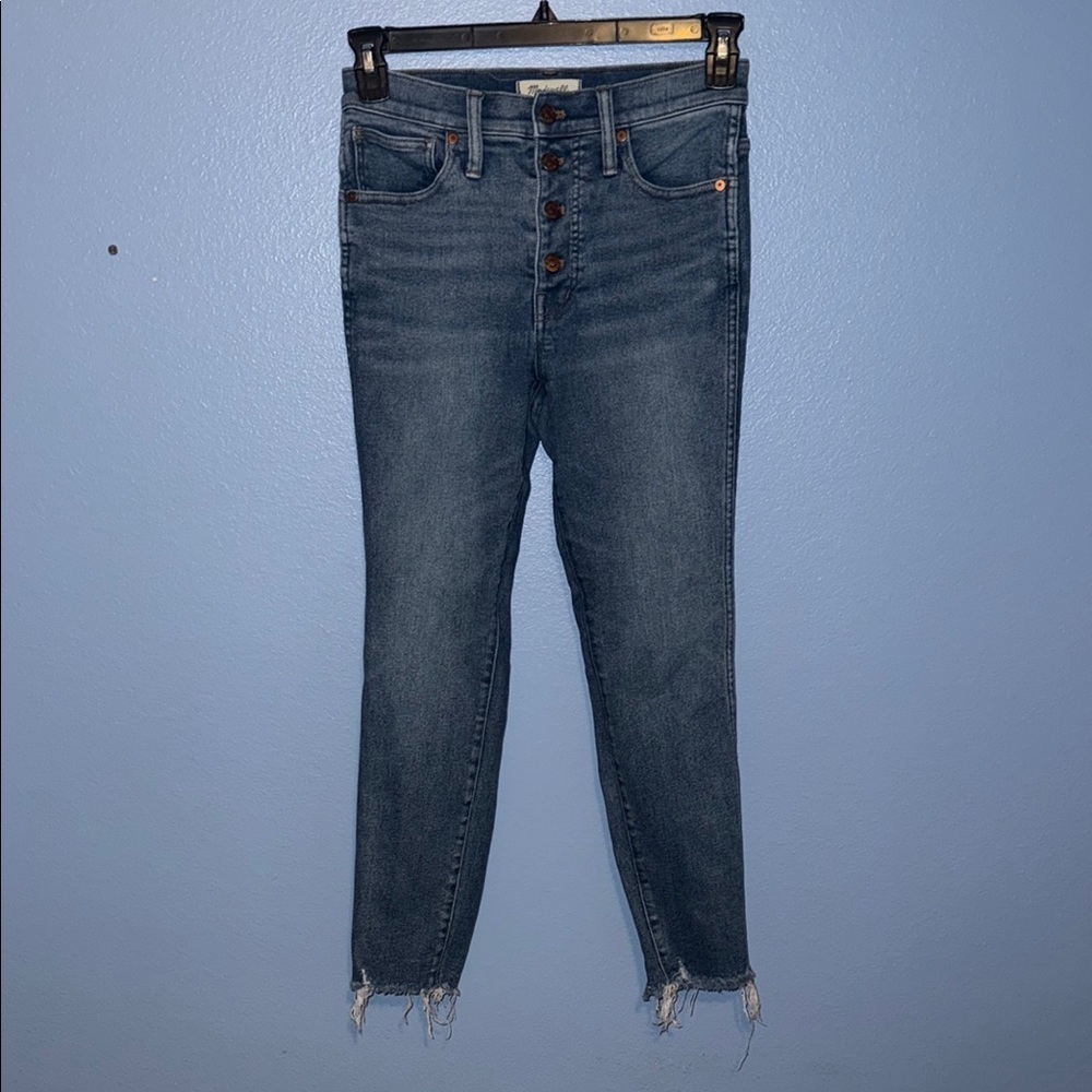 Madewell Blue 10” High Rise Skinny Raw Edge Hem Jeans - size 27 - B6